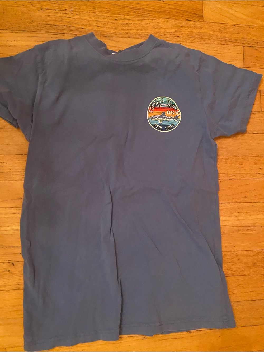 Blue Short Sleeve Tee with Chest Patch